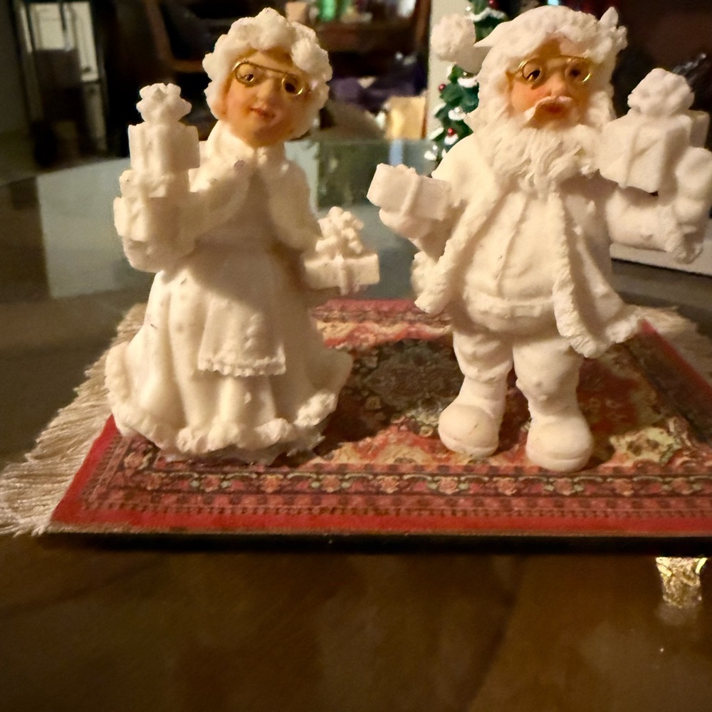 Festive Holiday Santa and Mrs. Claus Figurines